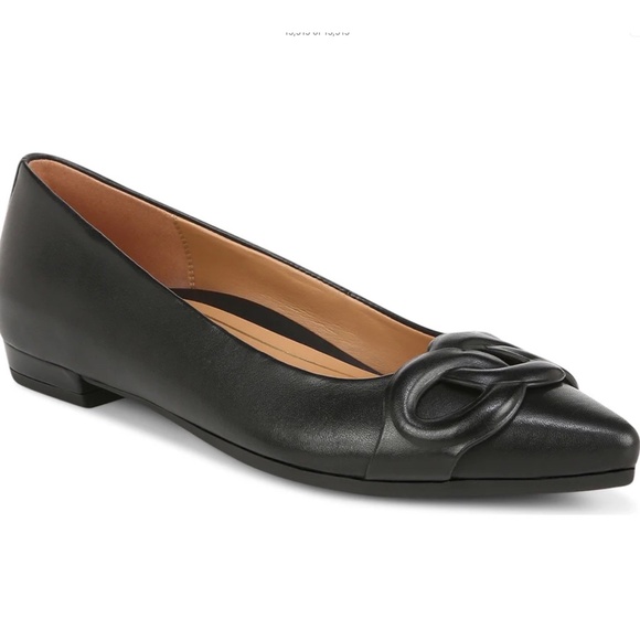 Vionic Arielle Leather Pointed Toe Flat - Black | Size 11 - Picture 1 of 11